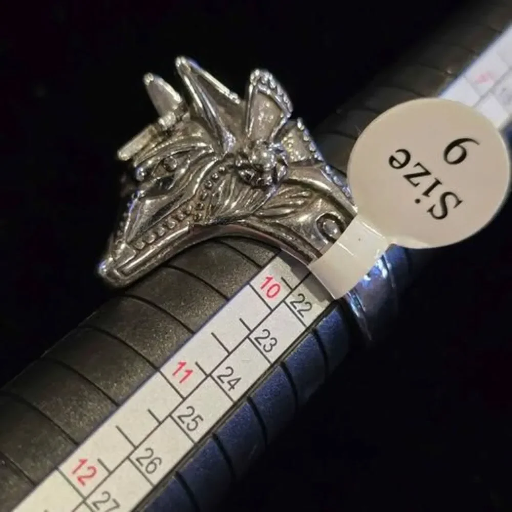 Egyptian Anubis Ring Sz 9 and Fleur-de-Lis Link Bracelet Set